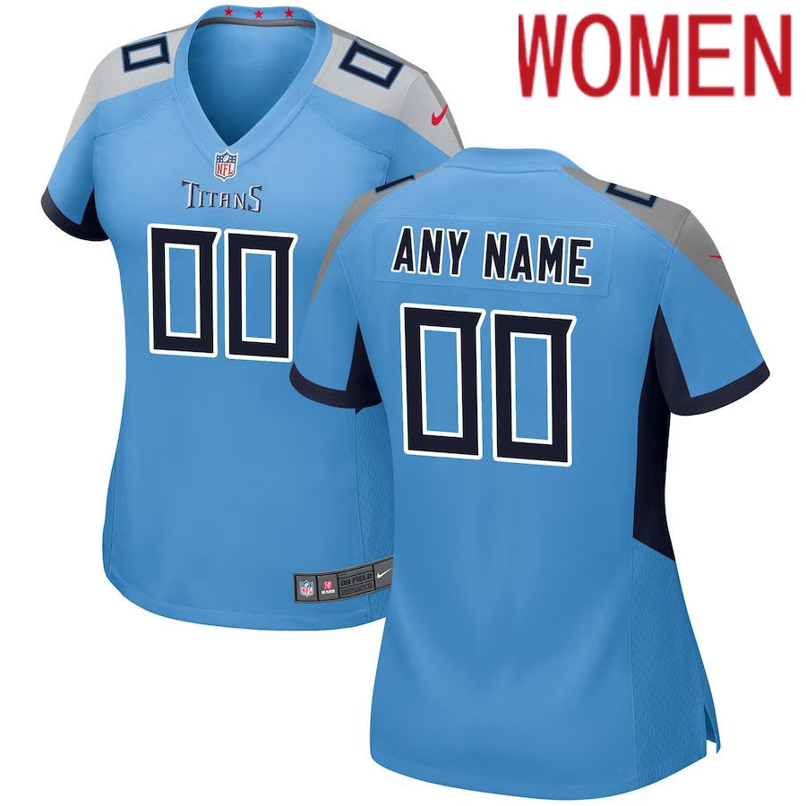Women Tennessee Titans Nike Light Blue Alternate Custom Game NFL Jersey->customized nfl jersey->Custom Jersey